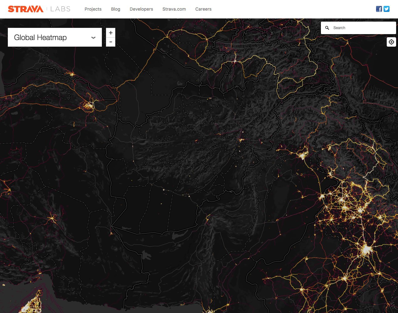 Скриншот © Strava Labs Global Heatmap