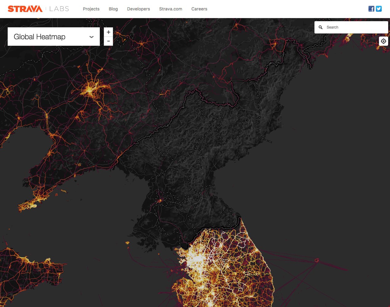 Скриншот © Strava Labs Global Heatmap