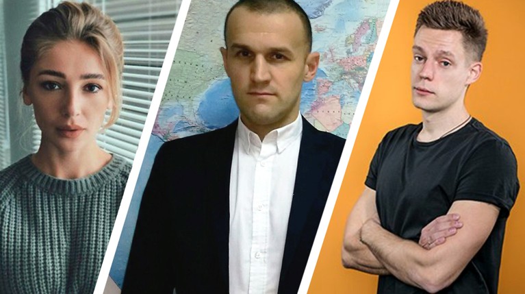 По 50 миллионов с каждого за честь, достоинство и деловую репутацию Ивлеева, Бестеев и Дудь ( слева направо)
