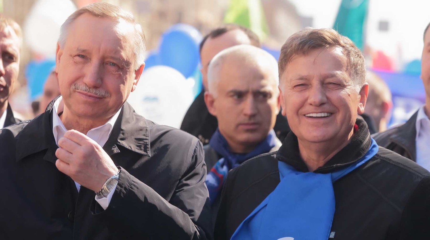 Александр Беглов и Вячеслав Макаров на Первомайской демонстрации в Санкт-Петербурге