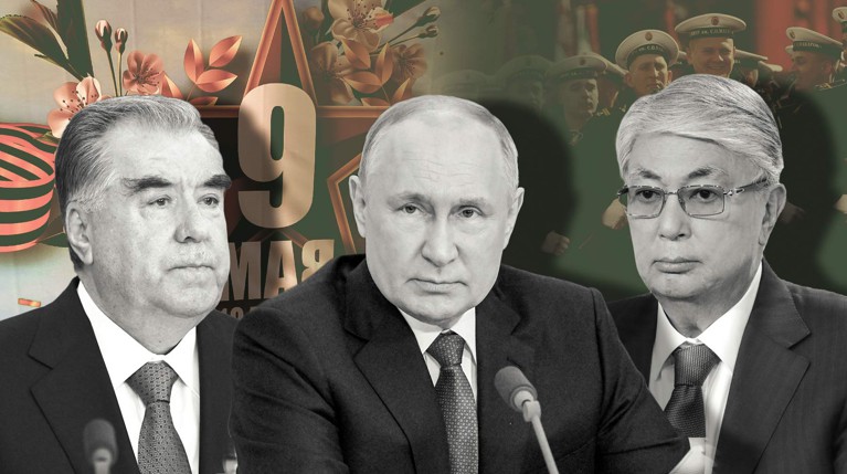 На трансляции праздничных мероприятий камера показывала в основном общение лидера РФ с его таджикским коллегой Коллаж: Daily Storm