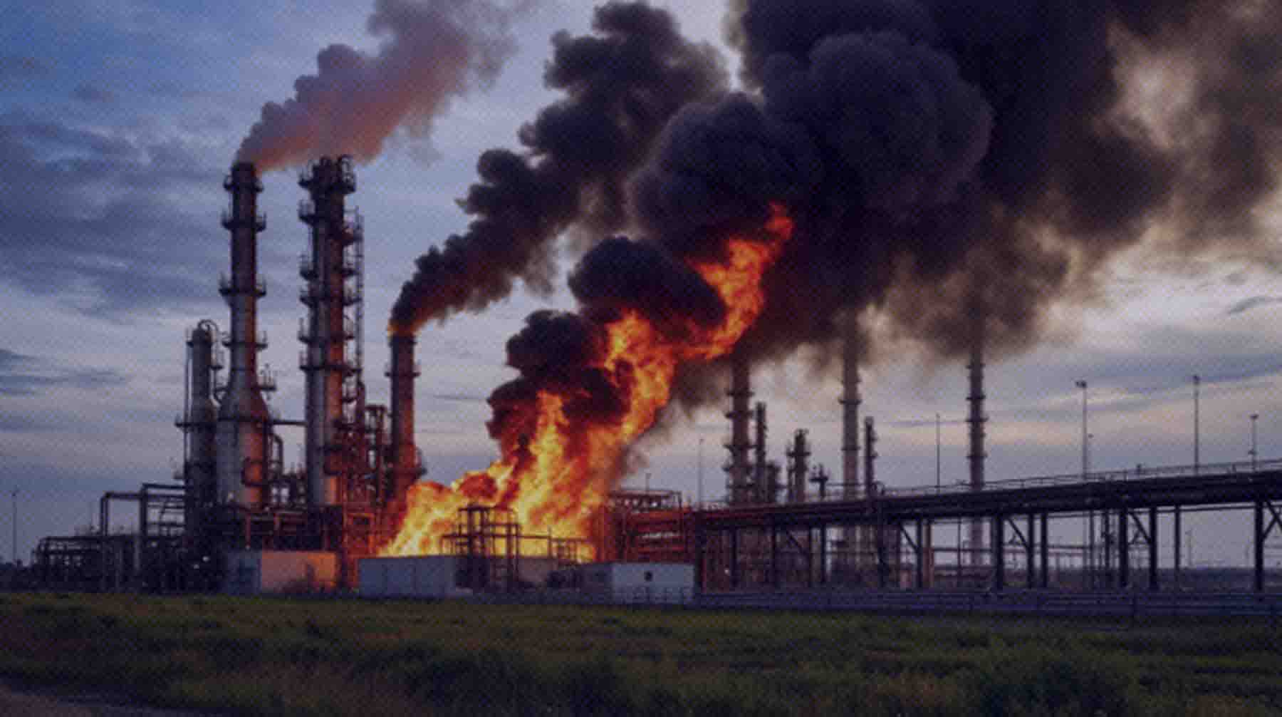 В Туапсе 28 апреля в очередной раз случился пожар на НПЗ Фото: Нейросеть